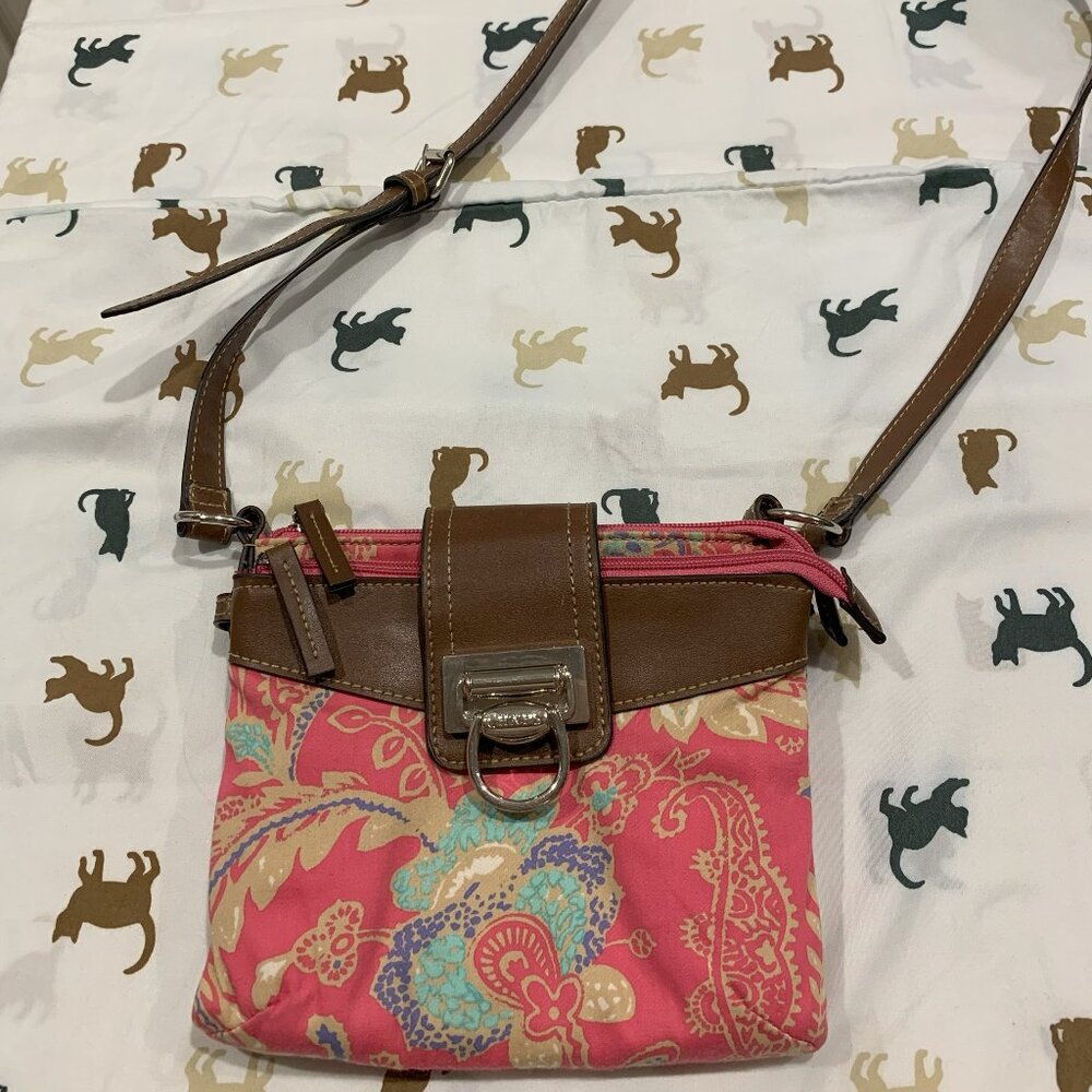 Chaps Pink Floral Crossbody Bag